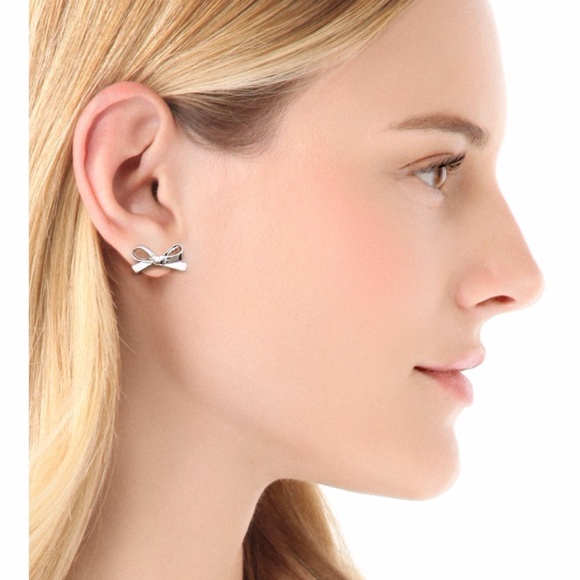 KATE SPADE GOLD BOW EARRINGS STUD - Crystals PAVE set - STUDS NWT - Picture 2 of 2